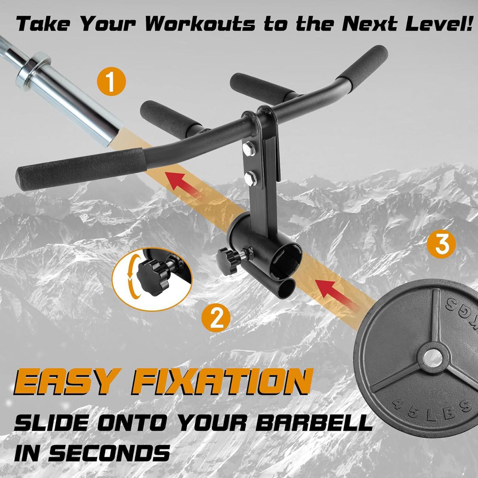 Landmine Barbell Attachment - Tバーロウアタッチメントボルトロックグリップ滑り止めハンドル腕前腕手首強化グリップ家族友人ワークアウトジムコア用